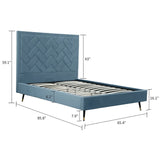 Crosby Queen-Size Bed in Blue BD009-QN-BL Manhattan Comfort