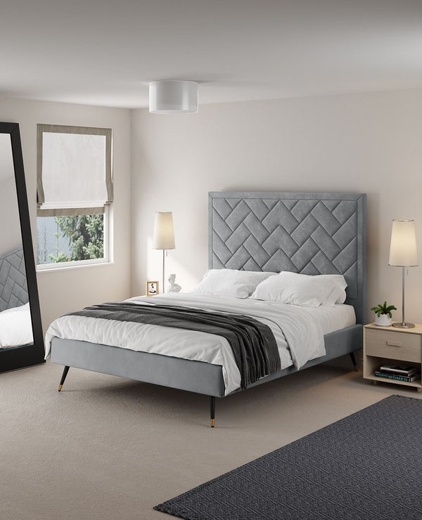 Crosby Queen-Size Bed in Grey BD009-QN-GY Manhattan Comfort