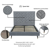 Crosby Queen-Size Bed in Grey BD009-QN-GY Manhattan Comfort