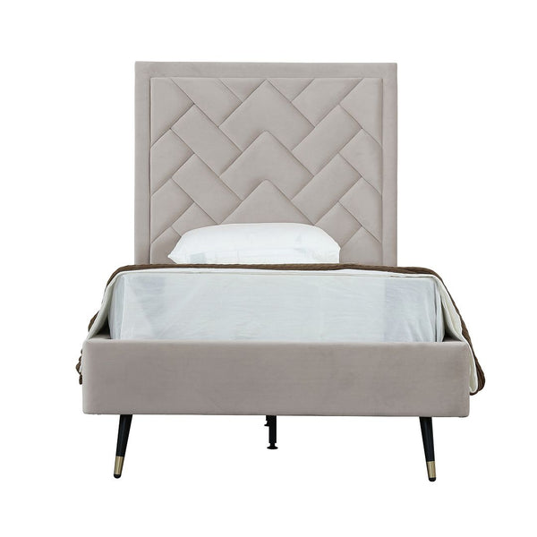 Crosby Twin-Size Bed in Greige BD009-TW-GE Manhattan Comfort