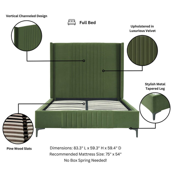 Promenade Full- Size Bed in Moss Green BD010-FL-MG Manhattan Comfort