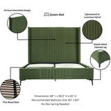 Promenade Queen-Size Bed in Moss Green BD010-QN-MG Manhattan Comfort