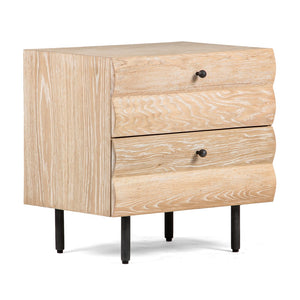 Union Home Estelle Nightstand - Modern Oak Storage With Geometric Design And Steel Legs For A Chic Bedroom Upgrade Cerused Oak Fsc Certified Oak Wood,Mild Steel Bdm00245
