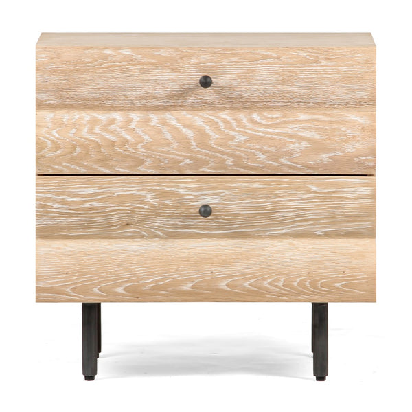 Union Home Estelle Nightstand - Modern Oak Storage With Geometric Design And Steel Legs For A Chic Bedroom Upgrade Cerused Oak Fsc Certified Oak Wood,Mild Steel Bdm00245