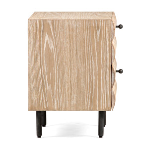 Union Home Estelle Nightstand - Modern Oak Storage With Geometric Design And Steel Legs For A Chic Bedroom Upgrade Cerused Oak Fsc Certified Oak Wood,Mild Steel Bdm00245