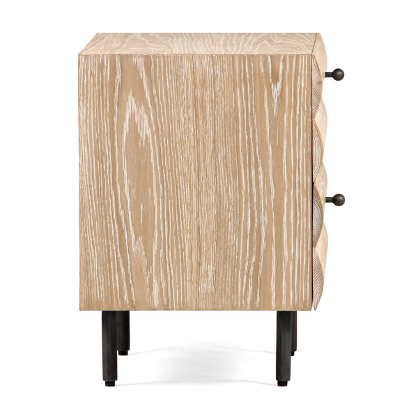 Union Home Estelle Nightstand - Modern Oak Storage With Geometric Design And Steel Legs For A Chic Bedroom Upgrade Cerused Oak Fsc Certified Oak Wood,Mild Steel Bdm00245