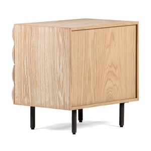 Union Home Estelle Nightstand - Modern Oak Storage With Geometric Design And Steel Legs For A Chic Bedroom Upgrade Cerused Oak Fsc Certified Oak Wood,Mild Steel Bdm00245