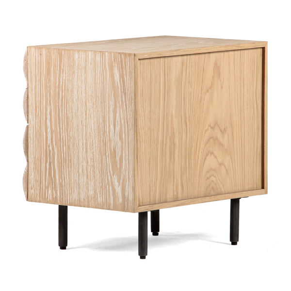 Union Home Estelle Nightstand - Modern Oak Storage With Geometric Design And Steel Legs For A Chic Bedroom Upgrade Cerused Oak Fsc Certified Oak Wood,Mild Steel Bdm00245