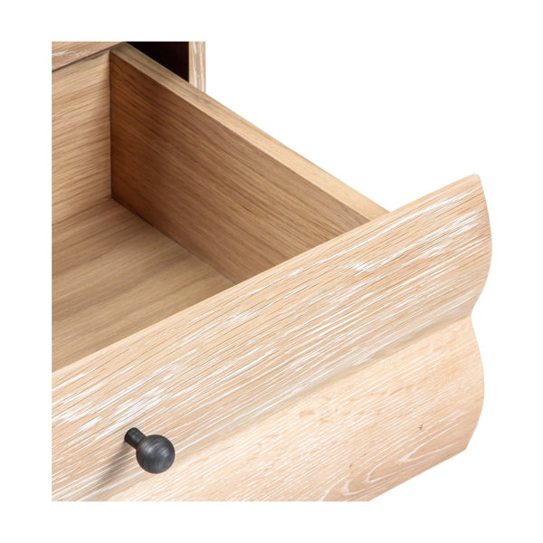 Union Home Estelle Nightstand - Modern Oak Storage With Geometric Design And Steel Legs For A Chic Bedroom Upgrade Cerused Oak Fsc Certified Oak Wood,Mild Steel Bdm00245