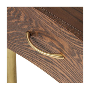 Union Home Flora Nightstand - Modern Deco Design With Champagne Brass Legs And Solid Oak For Chic Storage Solutions Light Walnut,Champange Brass Fsc Certified Oak Wood,Mild Steel Bdm00246