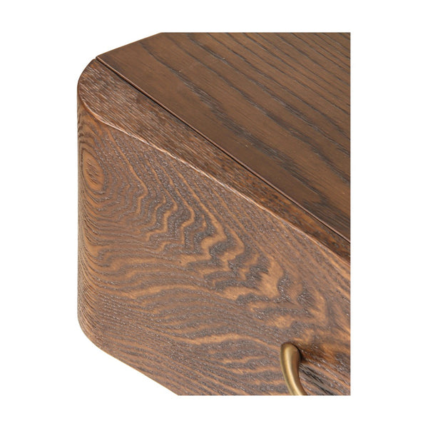 Union Home Flora Nightstand - Modern Deco Design With Champagne Brass Legs And Solid Oak For Chic Storage Solutions Light Walnut,Champange Brass Fsc Certified Oak Wood,Mild Steel Bdm00246