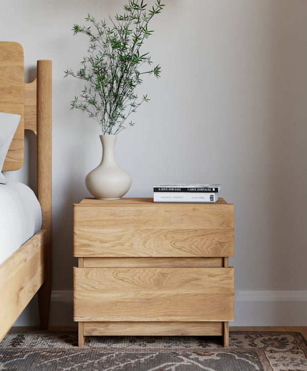 Union Home Overton Nightstand - Modern Minimalist Design With Fsc Certified Oak Drawer Fronts For Stylish Storage Natural Fsc Certified Oak Wood Bdm00247