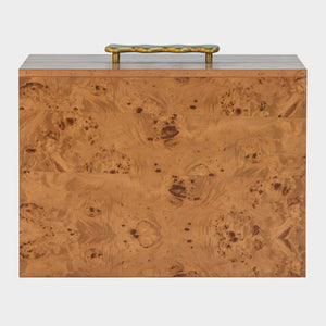 Union Home Wavefront Burl Nightstand - Sculptural Design With Metal Drawer Pulls & Elegant Brass-plated Base Natural Finish Burl,Mild Steel Bdm00260