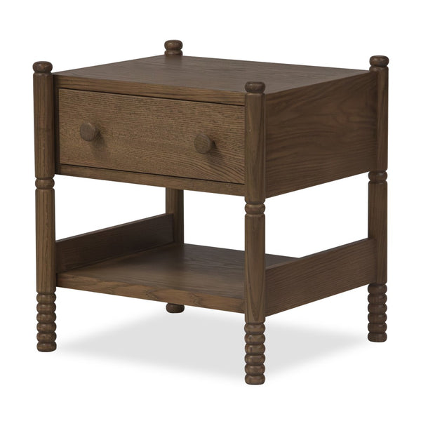 Union Home Molly Oak Nightstand - Modern Cottage Charm With Solid Wood Legs, Custom Pulls & Extra Storage Shelf Light Walnut Finish Fsc Certified Oak Wood,Oak Veneer Bdm00261