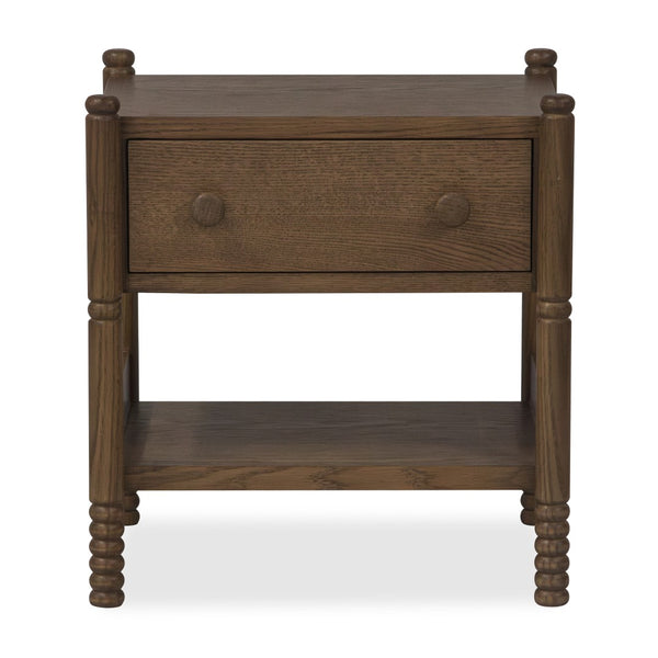 Union Home Molly Oak Nightstand - Modern Cottage Charm With Solid Wood Legs, Custom Pulls & Extra Storage Shelf Light Walnut Finish Fsc Certified Oak Wood,Oak Veneer Bdm00261