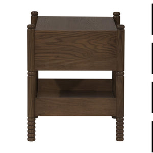 Union Home Molly Oak Nightstand - Modern Cottage Charm With Solid Wood Legs, Custom Pulls & Extra Storage Shelf Light Walnut Finish Fsc Certified Oak Wood,Oak Veneer Bdm00261