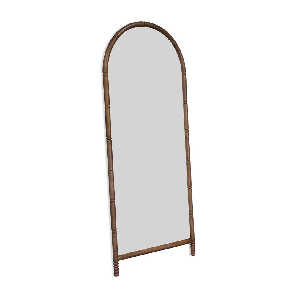 Union Home Molly Solid Wood Floor Mirror - Classic Cottage Design With Modern Touch In Light Walnut Finish Light Walnut Finish Plantation Grown Hardwood Bdm00266