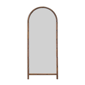 Union Home Molly Solid Wood Floor Mirror - Classic Cottage Design With Modern Touch In Light Walnut Finish Light Walnut Finish Plantation Grown Hardwood Bdm00266