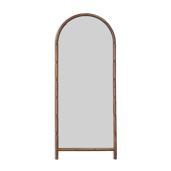 Union Home Molly Solid Wood Floor Mirror - Classic Cottage Design With Modern Touch In Light Walnut Finish Light Walnut Finish Plantation Grown Hardwood Bdm00266