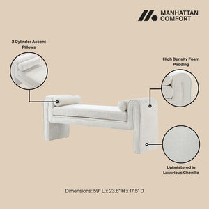 Concord Bench in Ivory BE001-IV Manhattan Comfort
