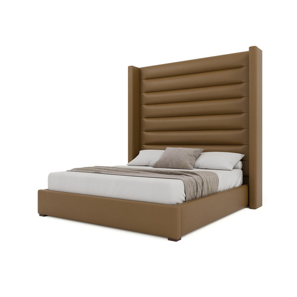 Nativa Interiors Aylet Horizontal Channel Tufted Upholstered Bed Caramel  Bed-aylet-hc-hi-qn-vin-caramel