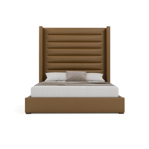 Nativa Interiors Aylet Horizontal Channel Tufted Upholstered Bed Caramel  Bed-aylet-hc-hi-qn-vin-caramel