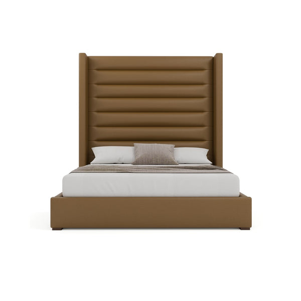 Nativa Interiors Aylet Horizontal Channel Tufted Upholstered Bed Caramel  Bed-aylet-hc-hi-qn-vin-caramel
