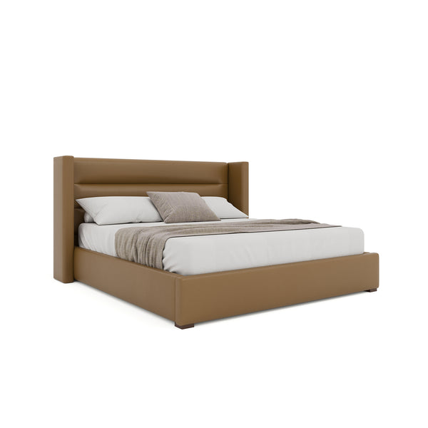 Nativa Interiors Aylet Horizontal Channel Tufted Upholstered Bed Caramel  Bed-aylet-hc-low-ca-vin-caramel