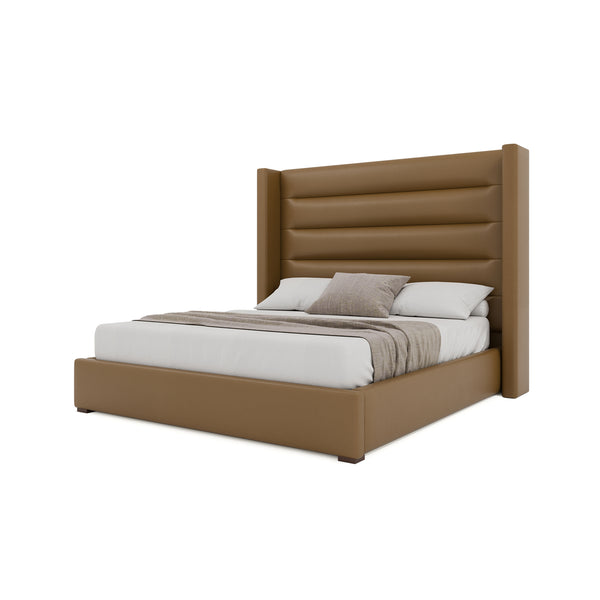 Nativa Interiors Aylet Horizontal Channel Tufted Upholstered Bed Caramel  Bed-aylet-hc-mid-kn-vin-caramel