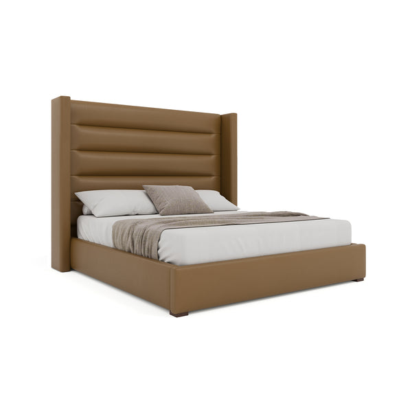 Nativa Interiors Aylet Horizontal Channel Tufted Upholstered Bed Caramel  Bed-aylet-hc-mid-kn-vin-caramel