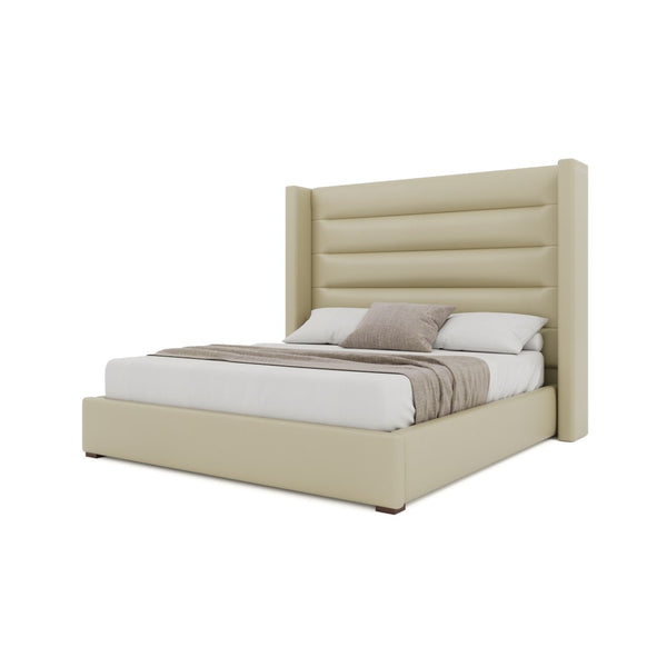 Nativa Interiors Aylet Horizontal Channel Tufted Upholstered Bed Cream  Bed-aylet-hc-mid-qn-vin-cream