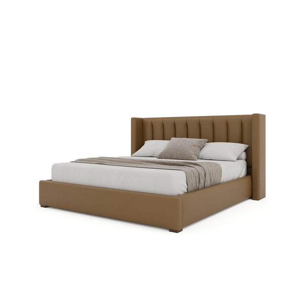Nativa Interiors Aylet Vertical Channel Tufted Upholstered Bed Caramel  Bed-aylet-vc-low-ca-vin-caramel