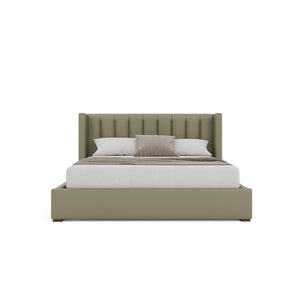 Nativa Interiors Aylet Vertical Channel Tufted Upholstered Bed Stone  Bed-aylet-vc-low-qn-vin-stone