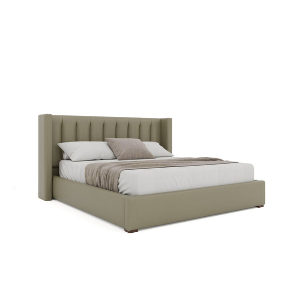 Nativa Interiors Aylet Vertical Channel Tufted Upholstered Bed Stone  Bed-aylet-vc-low-qn-vin-stone
