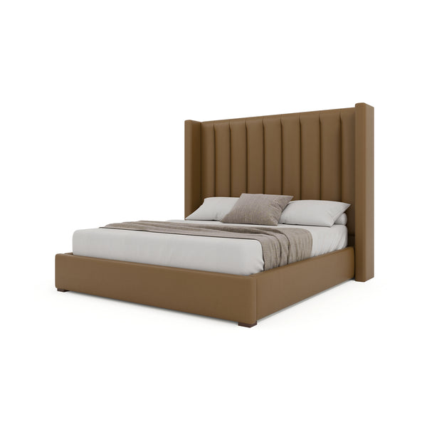 Nativa Interiors Aylet Vertical Channel Tufted Upholstered Bed Caramel  Bed-aylet-vc-mid-qn-vin-caramel