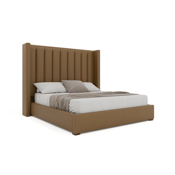 Nativa Interiors Aylet Vertical Channel Tufted Upholstered Bed Caramel  Bed-aylet-vc-mid-qn-vin-caramel