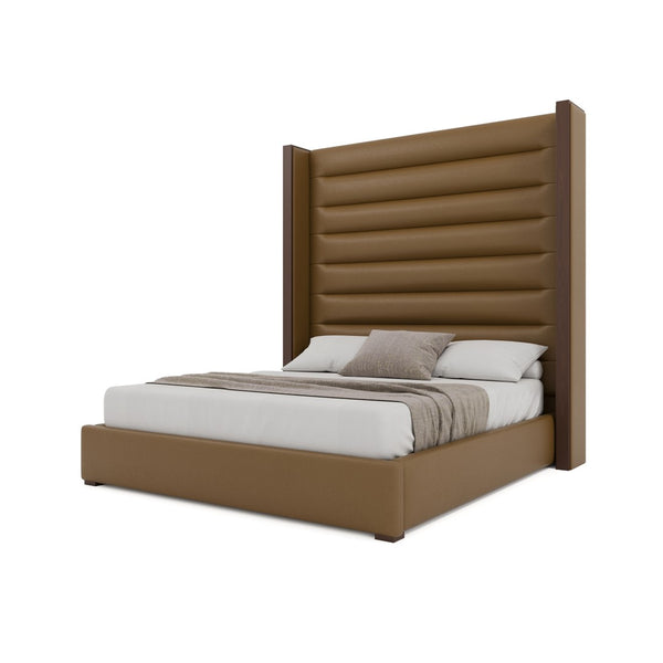 Nativa Interiors Irenne Horizontal Channel Tufted Upholstered Bed Caramel  Bed-irenne-hc-hi-kn-vin-caramel