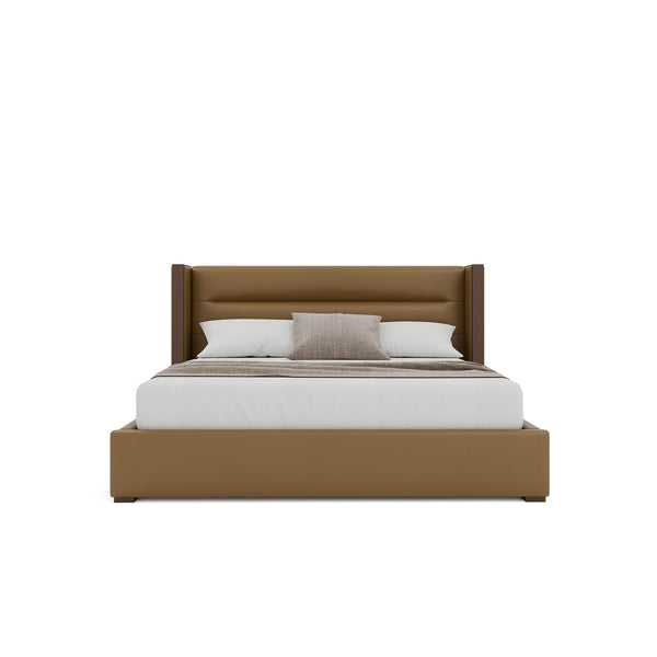 Nativa Interiors Irenne Horizontal Channel Tufted Upholstered Bed Caramel  Bed-irenne-hc-low-kn-vin-caramel