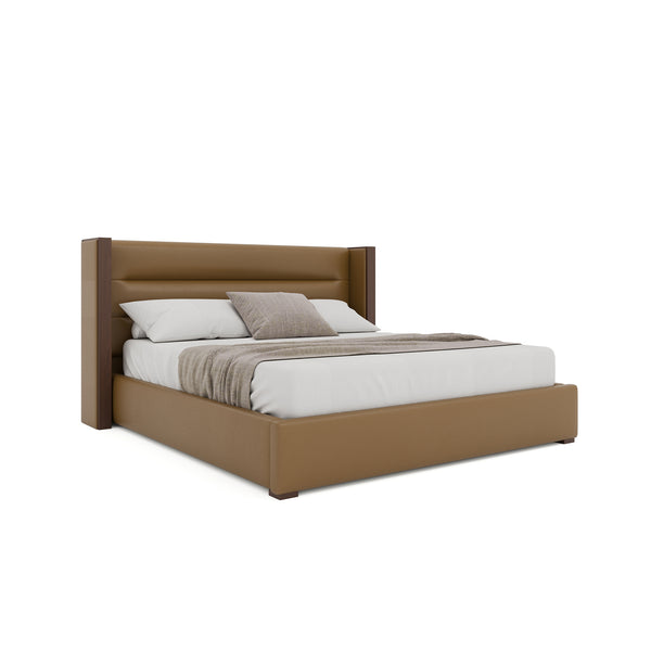Nativa Interiors Irenne Horizontal Channel Tufted Upholstered Bed Caramel  Bed-irenne-hc-low-kn-vin-caramel