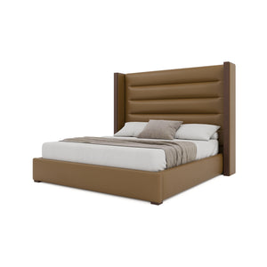 Nativa Interiors Irenne Horizontal Channel Tufted Upholstered Bed Caramel  Bed-irenne-hc-mid-ca-vin-caramel