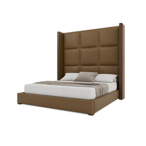 Nativa Interiors Irenne Square Tufted Upholstered Bed Caramel  Bed-irenne-sq-hi-qn-vin-caramel