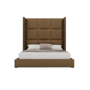 Nativa Interiors Irenne Square Tufted Upholstered Bed Caramel  Bed-irenne-sq-hi-qn-vin-caramel