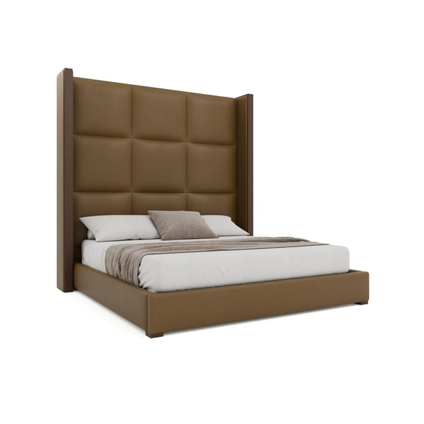 Nativa Interiors Irenne Square Tufted Upholstered Bed Caramel  Bed-irenne-sq-hi-qn-vin-caramel
