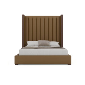 Nativa Interiors Irenne Vertical Channel Tufted Upholstered Bed Caramel  Bed-irenne-vc-hi-qn-vin-caramel