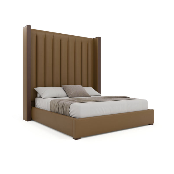 Nativa Interiors Irenne Vertical Channel Tufted Upholstered Bed Caramel  Bed-irenne-vc-hi-qn-vin-caramel