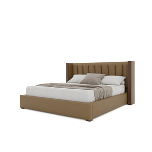Nativa Interiors Irenne Vertical Channel Tufted Upholstered Bed Caramel  Bed-irenne-vc-low-ca-vin-caramel