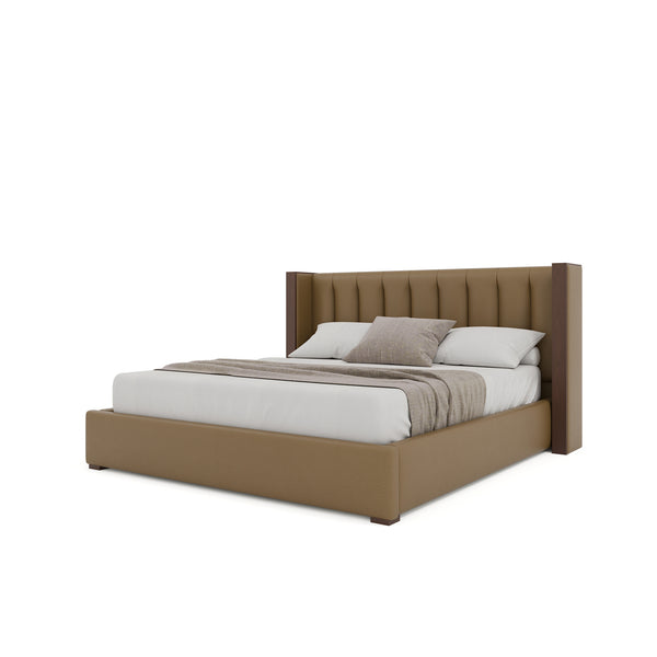 Nativa Interiors Irenne Vertical Channel Tufted Upholstered Bed Caramel  Bed-irenne-vc-low-ca-vin-caramel