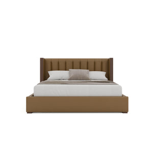 Nativa Interiors Irenne Vertical Channel Tufted Upholstered Bed Caramel  Bed-irenne-vc-low-ca-vin-caramel