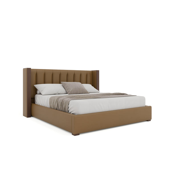 Nativa Interiors Irenne Vertical Channel Tufted Upholstered Bed Caramel  Bed-irenne-vc-low-ca-vin-caramel