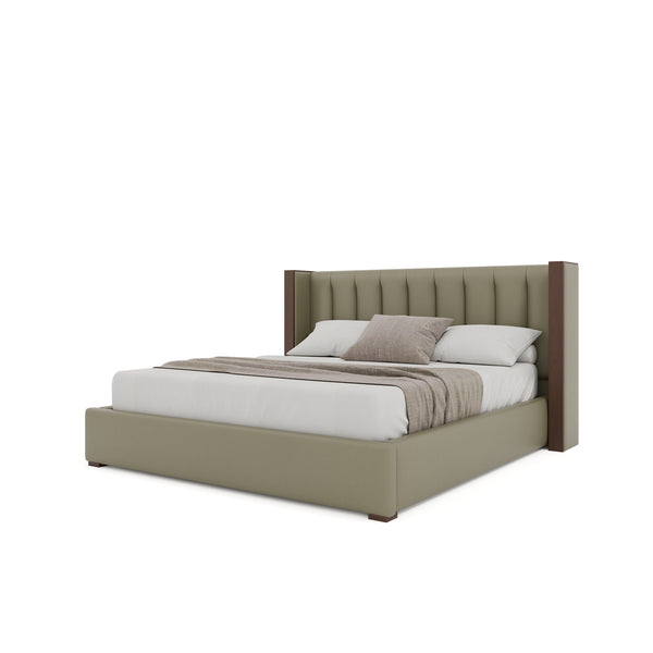 Nativa Interiors Irenne Vertical Channel Tufted Upholstered Bed Stone  Bed-irenne-vc-low-ca-vin-stone